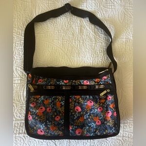 LeSportsac Rifle Paper Co. Crossbody Bag - Black and Pink Floral